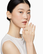 Petite Buckle Ring in 18K Yellow Gold with Diamonds, 2mm